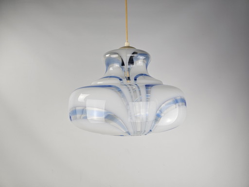 Italian Pendant Lamp Blue with White Swirl