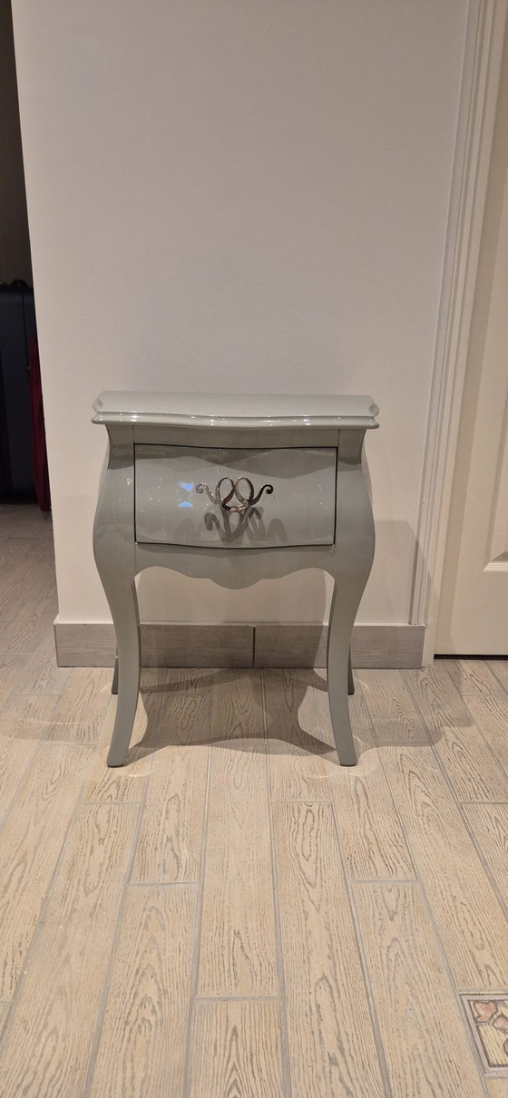 Image 1 of 2x Baroque Grey Lacquer Night Tables