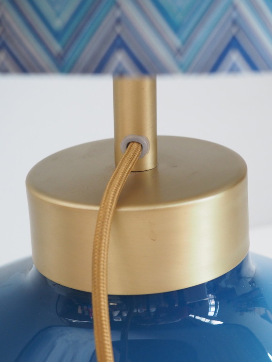 Image 1 of Opaline Glass Table Lamp/ Shadow Missoni Fabric