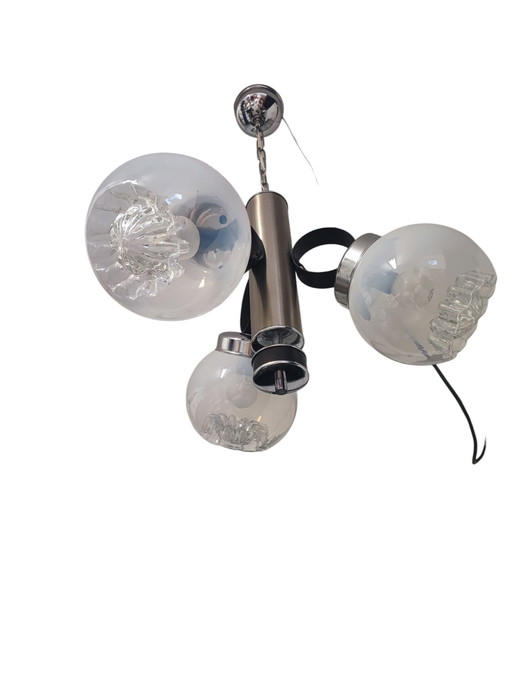 Crystal and Chrome Italian 3-Ball Chandelier