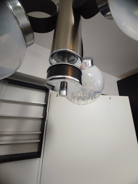 Image 1 of Crystal and Chrome Italian 3-Ball Chandelier