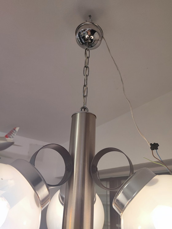 Image 1 of Crystal and Chrome Italian 3-Ball Chandelier