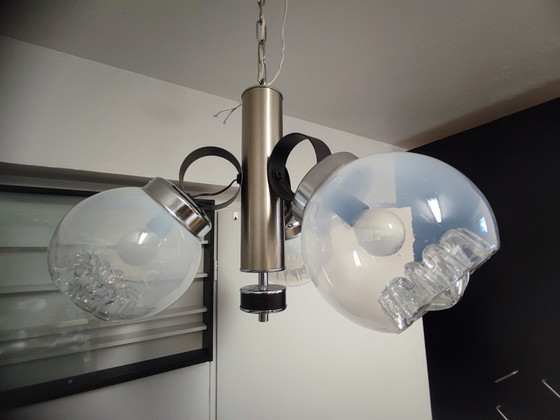 Image 1 of Crystal and Chrome Italian 3-Ball Chandelier