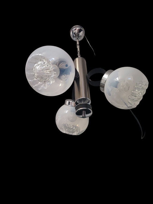 Crystal and Chrome Italian 3-Ball Chandelier