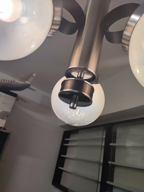 Image 1 of Crystal and Chrome Italian 3-Ball Chandelier