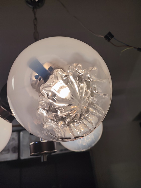 Image 1 of Crystal and Chrome Italian 3-Ball Chandelier