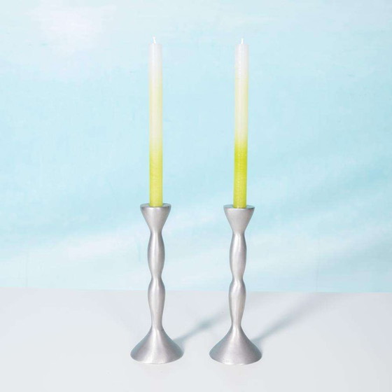 Image 1 of Set of space age candlesticks 1970s/80s, aluminum organic