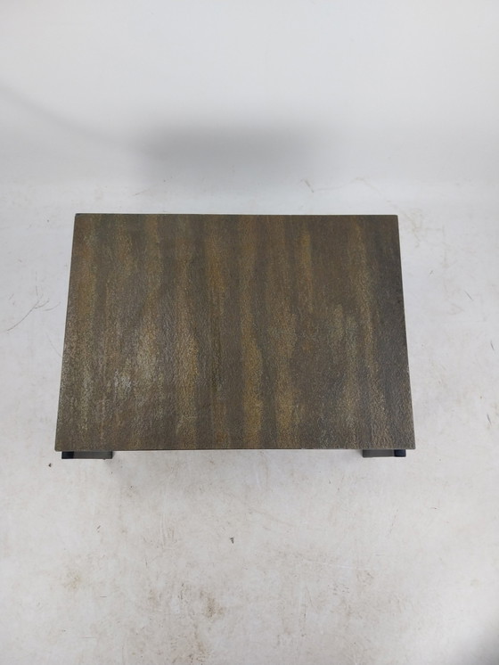 Image 1 of 1 X 1970'S Natural Stone Side Table On Metal Frame.