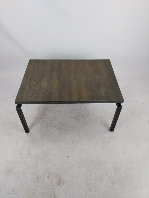 1 X 1970'S Natural Stone Side Table On Metal Frame.