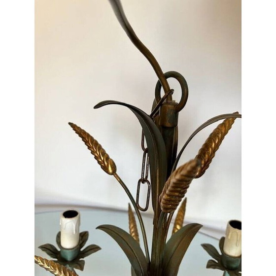 Image 1 of Vintage "ear of wheat" chandelier in gold metal from Maison Masca, Italy