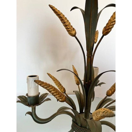 Image 1 of Vintage "ear of wheat" chandelier in gold metal from Maison Masca, Italy