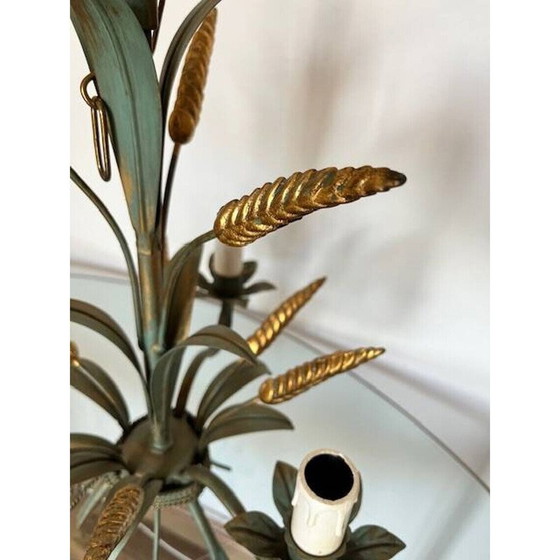 Image 1 of Vintage "ear of wheat" chandelier in gold metal from Maison Masca, Italy