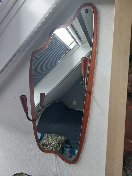 Image 1 of Danish Teak Mirror With Lighting