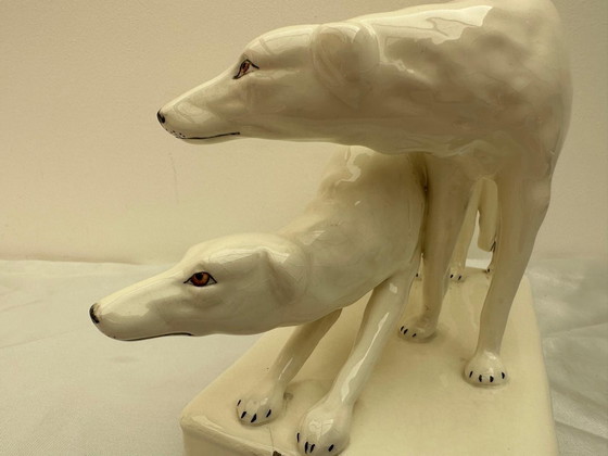 Image 1 of 2x Barzoi / Lévriers Blancs - Ceramic