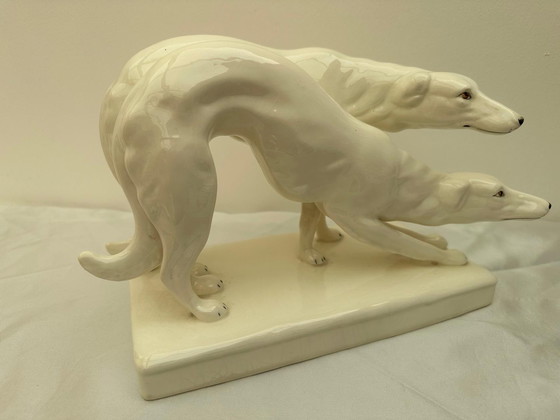 Image 1 of 2x Barzoi / Lévriers Blancs - Ceramic