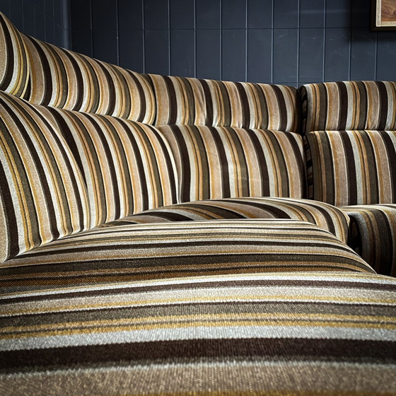 Image 1 of XL 10 Piece Modular 'Striped Fabric' Corner Sofa - 1970