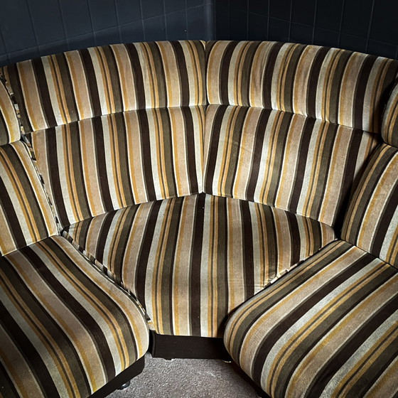 Image 1 of XL 10 Piece Modular 'Striped Fabric' Corner Sofa - 1970