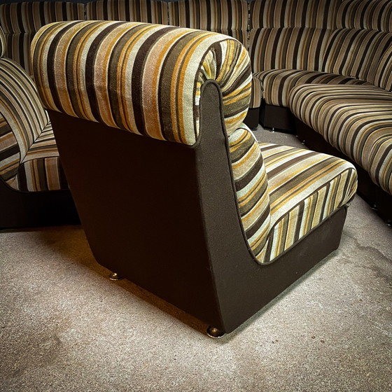 Image 1 of XL 10 Piece Modular 'Striped Fabric' Corner Sofa - 1970