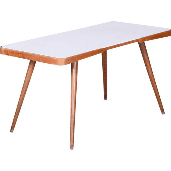 Image 1 of Vintage beech and glass coffee table for Interier Praha, Czechoslovakia 1960