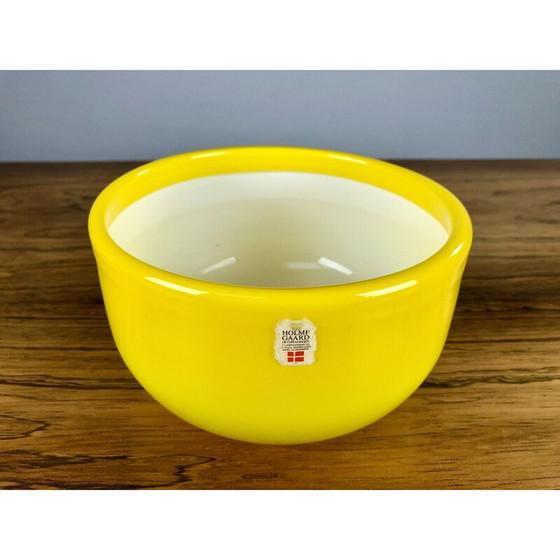 Image 1 of Set of 3 vintage Danish yellow bowls in glass by Michael Bang for Holmegaard, 1970s