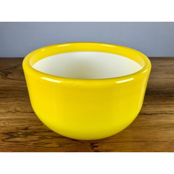 Image 1 of Set of 3 vintage Danish yellow bowls in glass by Michael Bang for Holmegaard, 1970s