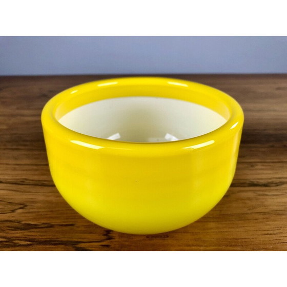 Image 1 of Set of 3 vintage Danish yellow bowls in glass by Michael Bang for Holmegaard, 1970s