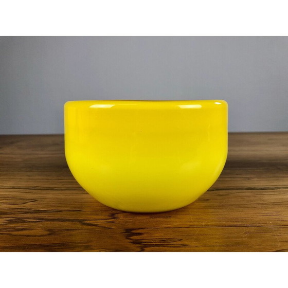 Image 1 of Set of 3 vintage Danish yellow bowls in glass by Michael Bang for Holmegaard, 1970s