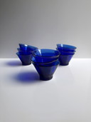 Set di ciotole vintage, ciotola in vetro blu cobalto, oltremare, revival Art Déco anni '80, ciotola per macedonia di frutta 