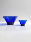 Set di ciotole vintage, ciotola in vetro blu cobalto, oltremare, revival Art Déco anni '80, ciotola per macedonia di frutta 