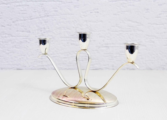 Image 1 of Silver metal candlestick