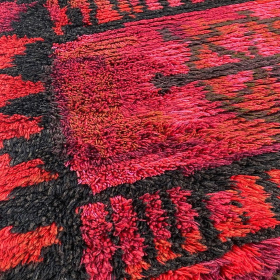 Image 1 of Vintage abstract Scandinavian high pile Rya rug, Sweden 1960s
