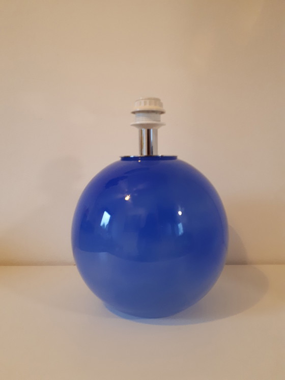 Image 1 of Base per lampada in vetro blu vintage anni '70