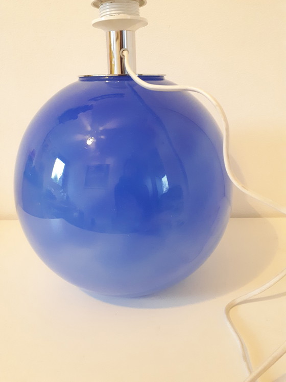 Image 1 of Base per lampada in vetro blu vintage anni '70
