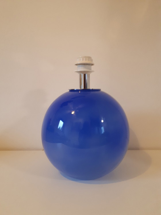 Image 1 of Base per lampada in vetro blu vintage anni '70