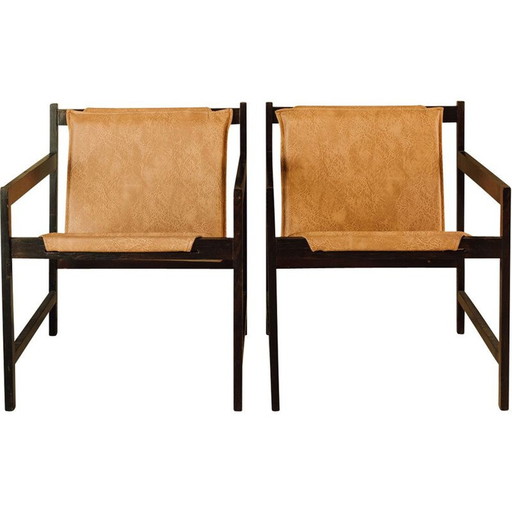 Pair of vintage lia armchairs in pallisander by Sergio Rodrigues, 1962