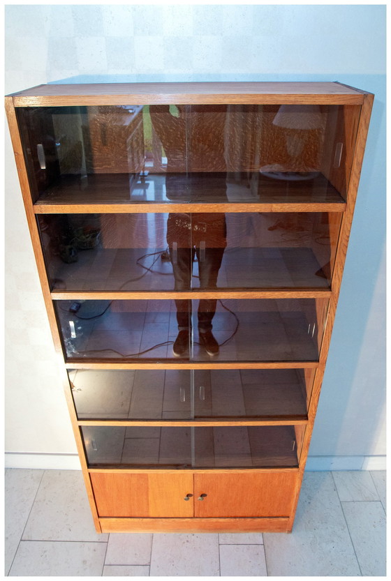 Image 1 of Glass Bookcase 1950-60, Oak And Glass