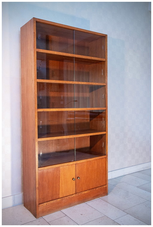 Glass Bookcase 1950-60, Oak And Glass