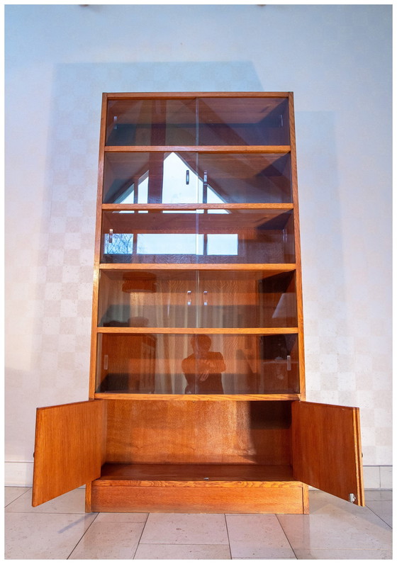 Image 1 of Glass Bookcase 1950-60, Oak And Glass