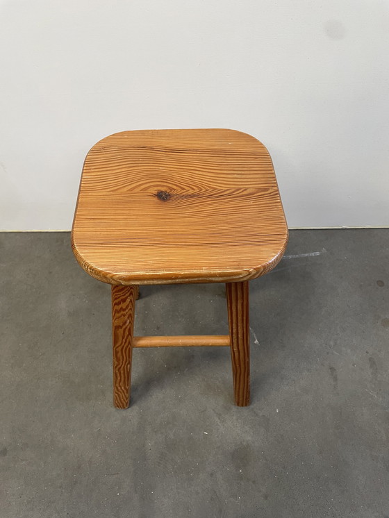 Image 1 of Set Of 4 Vintage Pine Stools, Scandinavian Design, 1970'S