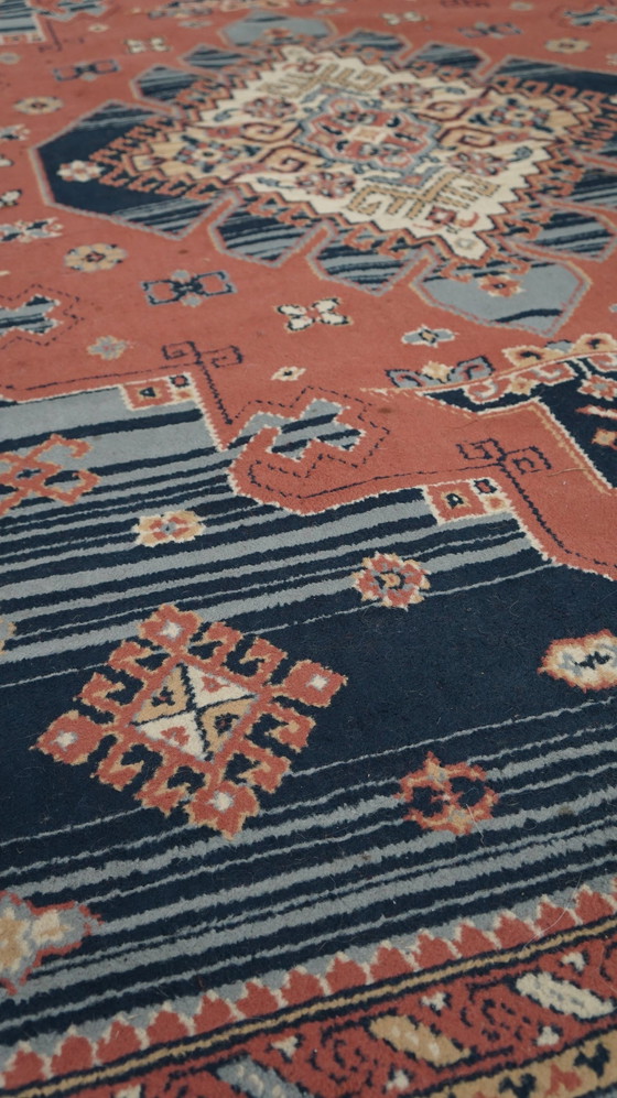 Image 1 of Tapis de style oriental aux couleurs bleu et rose 280x190cm