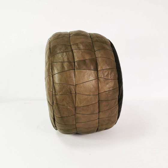 Image 1 of Vintage patchwork leather pouf, Germany 1970