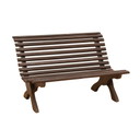 Vintage garden bench in stained pine wood, Czechoslovakia 1980