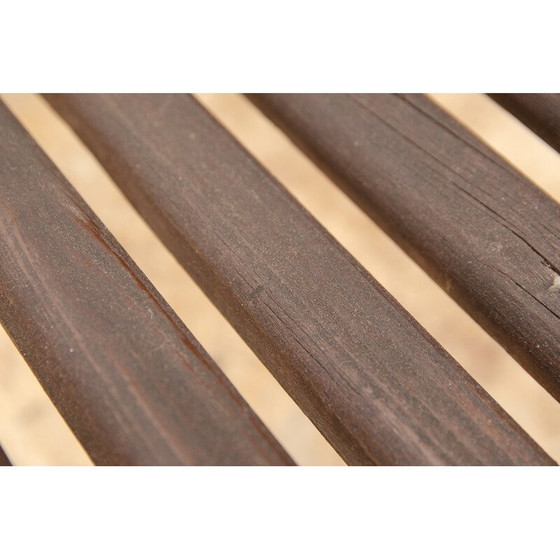 Image 1 of Vintage garden bench in stained pine wood, Czechoslovakia 1980