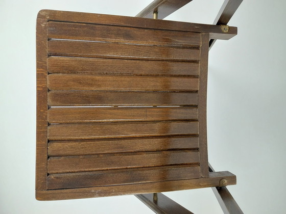 Image 1 of 2x Mid - Century Wooden Folding Chairs