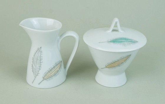 Image 1 of 8-Piece Mocha Set Rosenthal Form 2000 Raymond Loewy Decor Falling Leaves