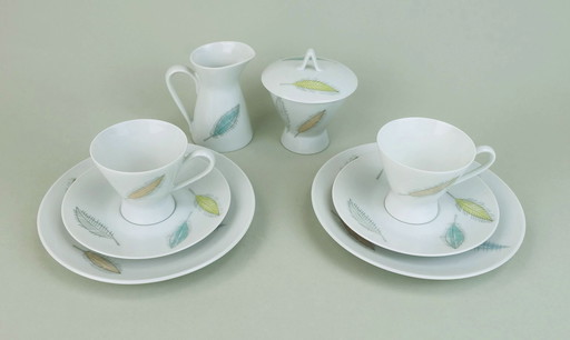 8-Piece Mocha Set Rosenthal Form 2000 Raymond Loewy Decor Falling Leaves