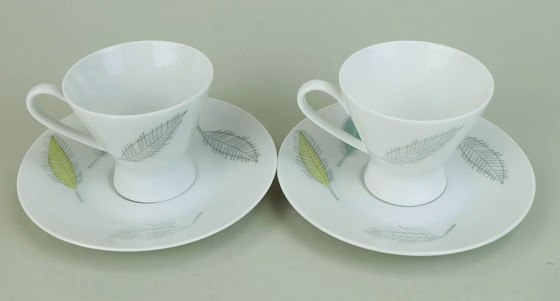 Image 1 of 8-Piece Mocha Set Rosenthal Form 2000 Raymond Loewy Decor Falling Leaves