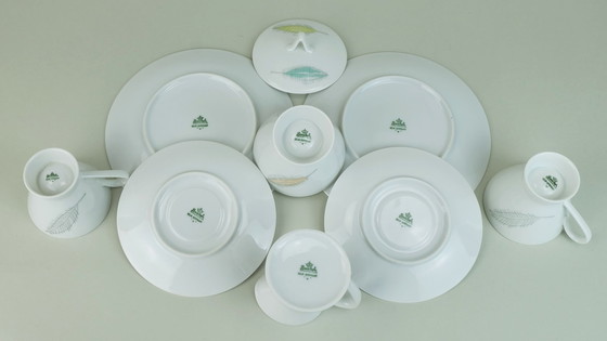 Image 1 of 8-Piece Mocha Set Rosenthal Form 2000 Raymond Loewy Decor Falling Leaves