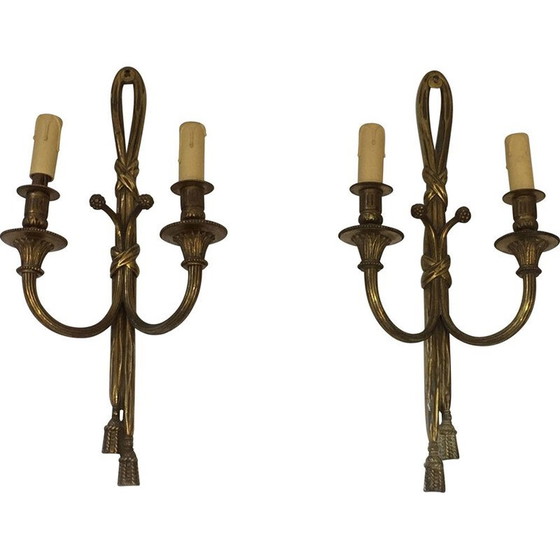 Image 1 of Pair of vintage bronze sconces, France 1940