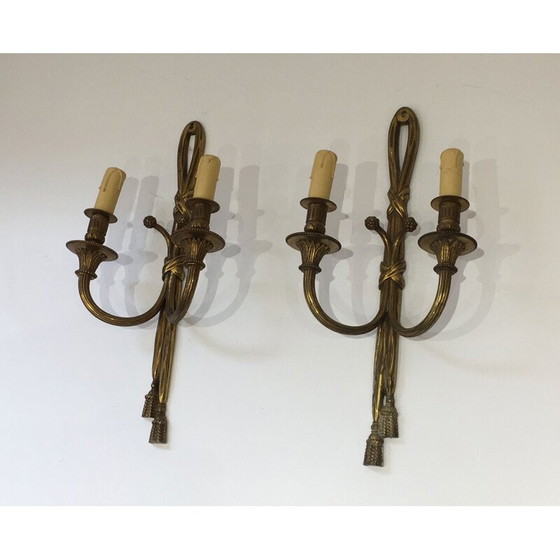 Image 1 of Pair of vintage bronze sconces, France 1940